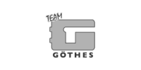Team Göthes logotyp i gråskala